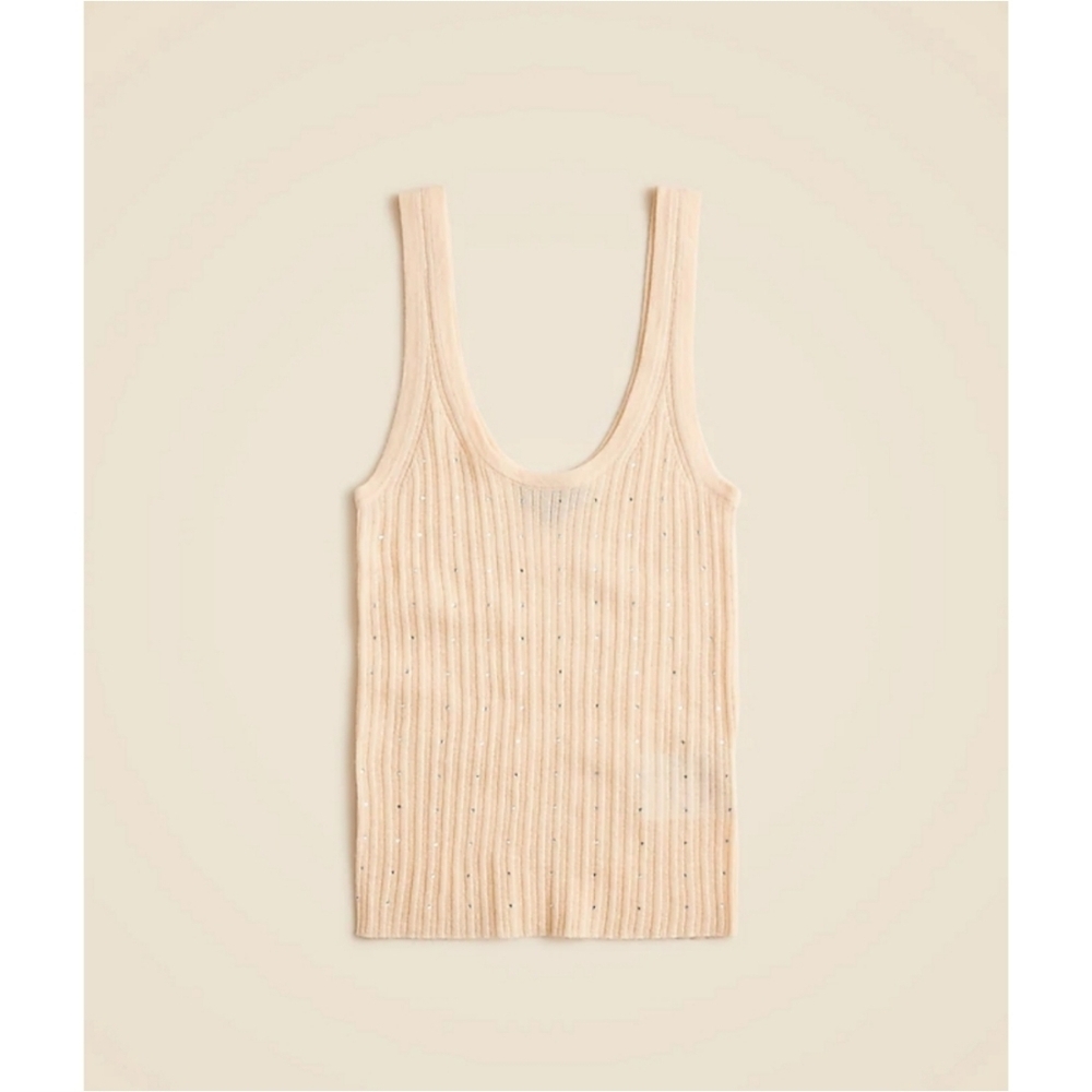J.Crew Featherweight Cashmere Embellished Sweater-Tank - Picture 4 of 8
